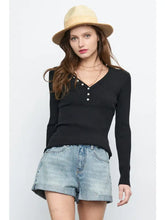 Load image into Gallery viewer, V Neck Ribbed Knit Top