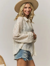 Load image into Gallery viewer, Embroidered Sheer Button-Down Blouse