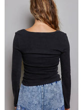 Load image into Gallery viewer, Long Sleeve Novelty Button Wide V Neck Solid Knit Top