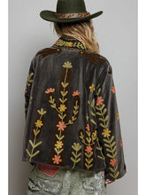 Load image into Gallery viewer, Vine Embroidery Floral Open-Front Closure Velvet Jacket