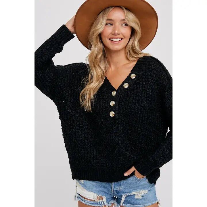 Thermal Henely Sweater Top