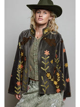 Load image into Gallery viewer, Vine Embroidery Floral Open-Front Closure Velvet Jacket