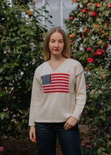 Load image into Gallery viewer, American Flag V-neck Sweater