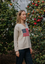 Load image into Gallery viewer, American Flag V-neck Sweater