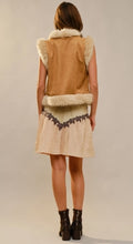 Load image into Gallery viewer, Embroidered Suede Vest with Fur Trim