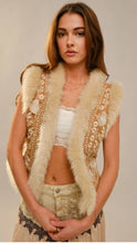 Load image into Gallery viewer, Embroidered Suede Vest with Fur Trim