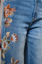 Load image into Gallery viewer, Flower Embroidery High Waist Flare Jean