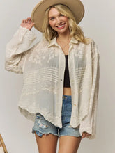 Load image into Gallery viewer, Embroidered Sheer Button-Down Blouse