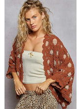 Load image into Gallery viewer, V-Neck Long Sleeve Floral Contrast Crochet Cardigan Top