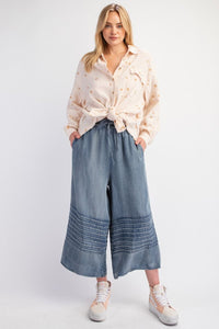 Chambray Wide Leg Capri pants