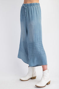 Chambray Wide Leg Capri pants