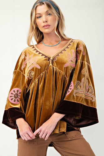 Embroidered Velvet Tunic