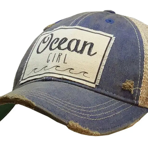 Ocean Girl Distressed Trucker Cap