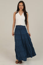 Load image into Gallery viewer, Denim Tiered Skirt with Smocked Waist