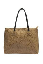 Load image into Gallery viewer, Vegan ostrich tote in hazelnut.