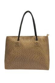 Vegan ostrich tote in hazelnut.