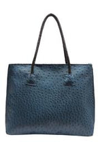 Load image into Gallery viewer, Vegan ostrich tote in teal.