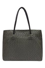 Load image into Gallery viewer, Vegan ostrich tote in grey.