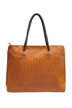 Load image into Gallery viewer, Vegan ostrich tote in camel.