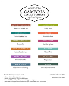 Cambria Candle Company Soy Wax Candles